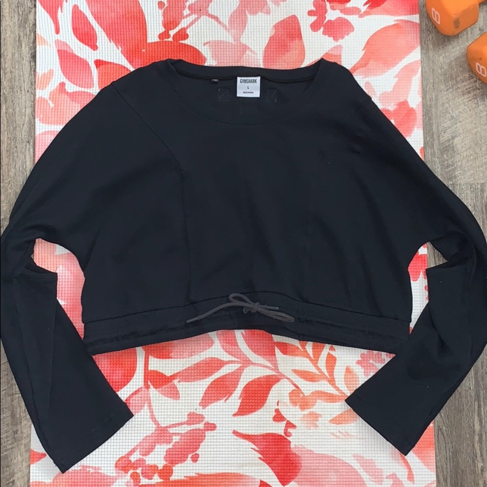 Gymshark Black Cropped Sweatshirt Size Large